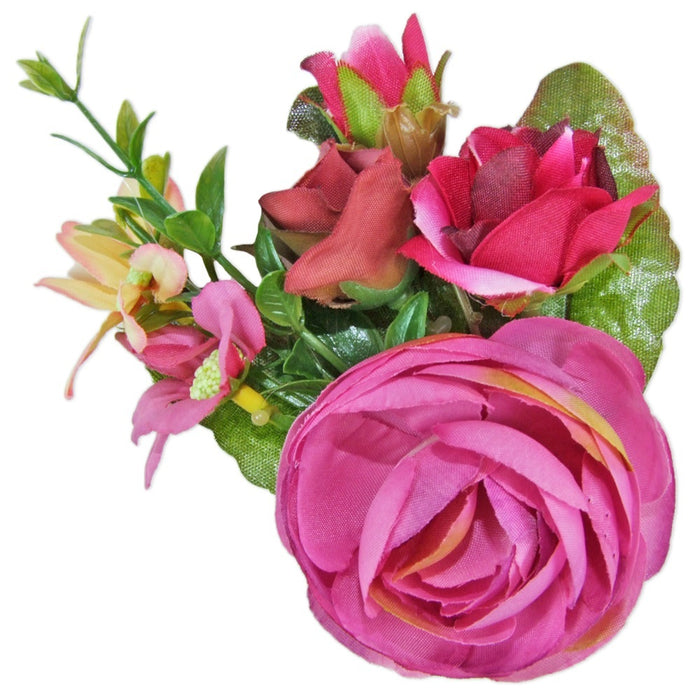 Anstecknadel mit bunten Blumen - Pink