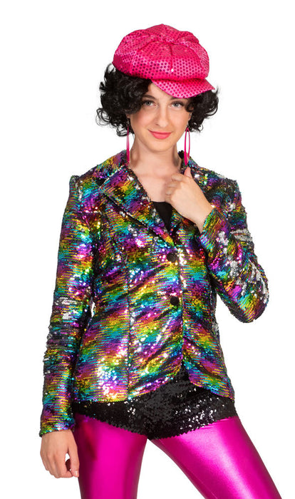 Rainbow Glitzer Pailletten Jacke für Damen - Mehrfarbig