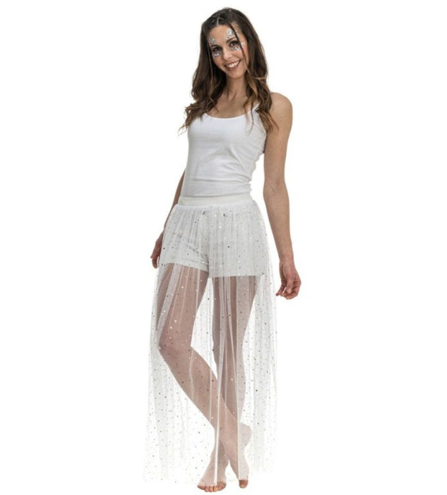 Sommer Festival Rock mit Strass - One Size | Weiß Lang