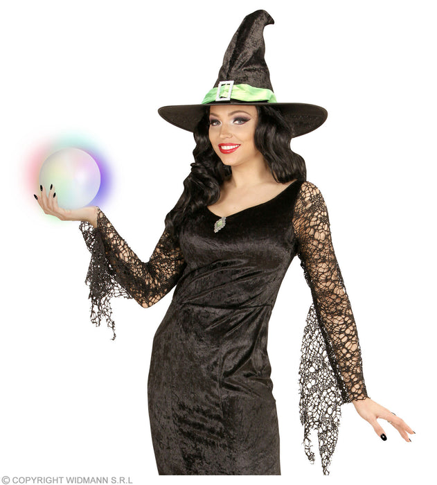 Leuchtende Kristallkugel "Wahrsager" Farbwechsel 12,5 cm | Weiß Halloween Deko