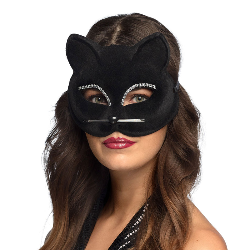 Augenmaske Halbmaske "Schwarze Katze"