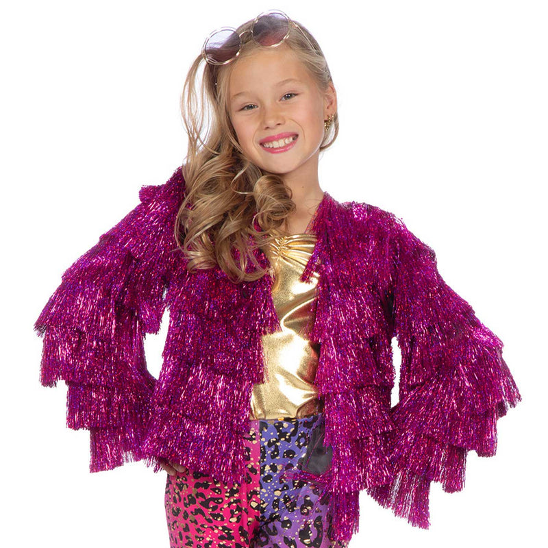 Lamettajacke "Festival" für Mädchen Gr. 128/140 | Pink