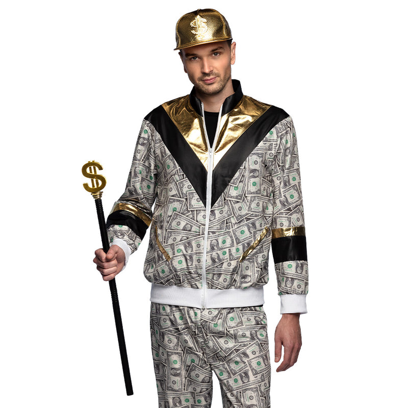 Gehstock "Zuhälter" mit Dollar-Zeichen 76 cm | Gold