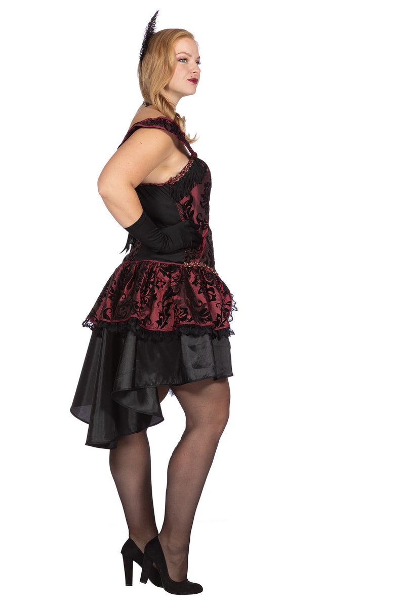 Burlesque "Cherry Cheeks" Kostüm für Damen | Rot Schwarz
