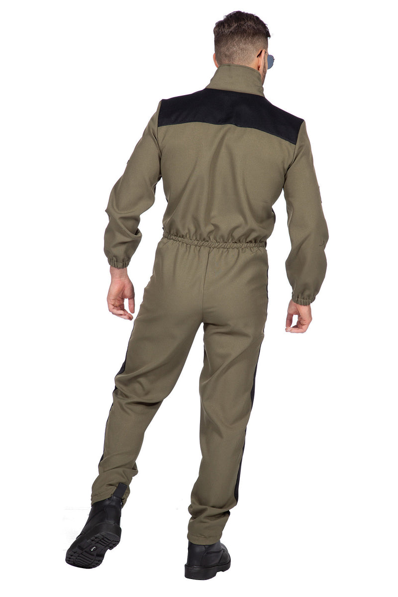Top-Pilot Kostüm für Herren - Flieger Overall | Olivgrün