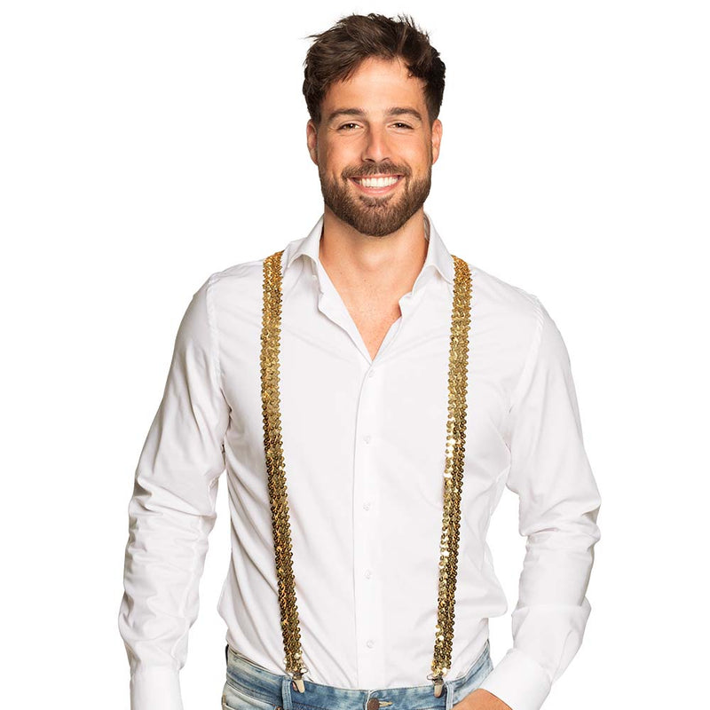 Hosenträger mit Pailletten für Erwachsene | Gold