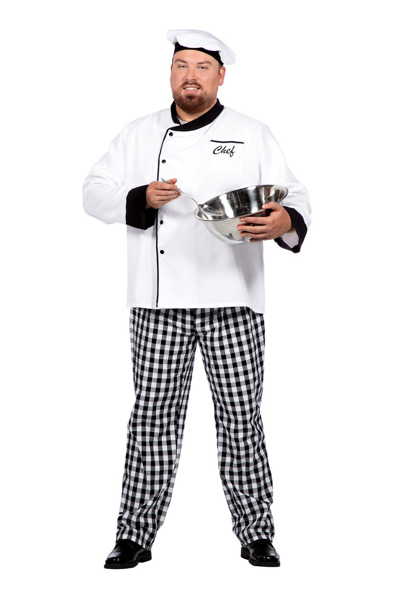 Kostüm "Chefkoch" für Herren 3-tlg. | Weiß Schwarz