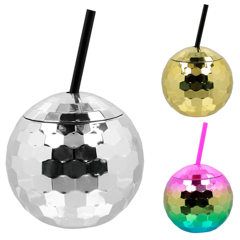 Becher "Discokugel" mit Strohhalm | 60cl