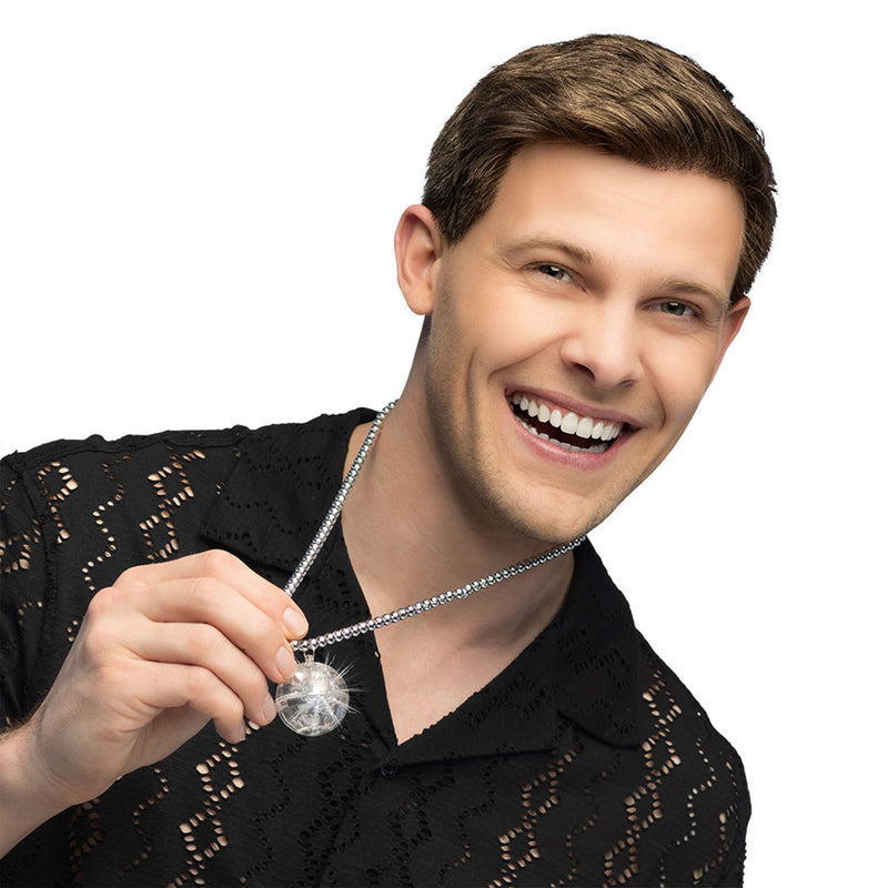 Halskette "Discokugel" mit LED-Beleuchtung | Silber