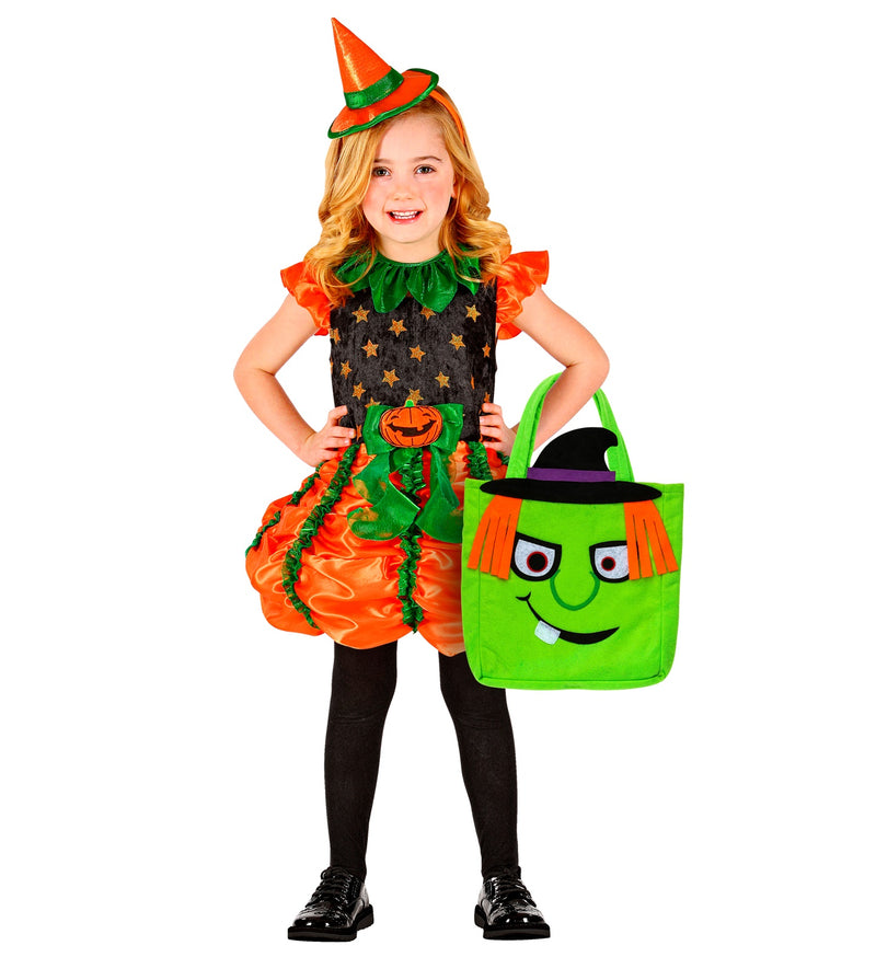 Halloween Betteltasche "Hexe" | Grün - Süßes oder Saures