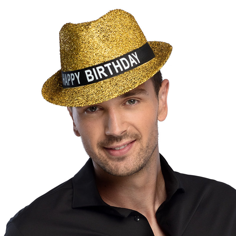 Hut Sparkling "Happy Birthday" für Erwachsene | Gold