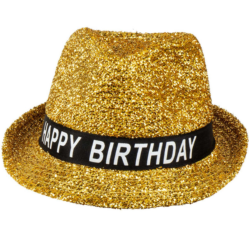Hut Sparkling "Happy Birthday" für Erwachsene | Gold