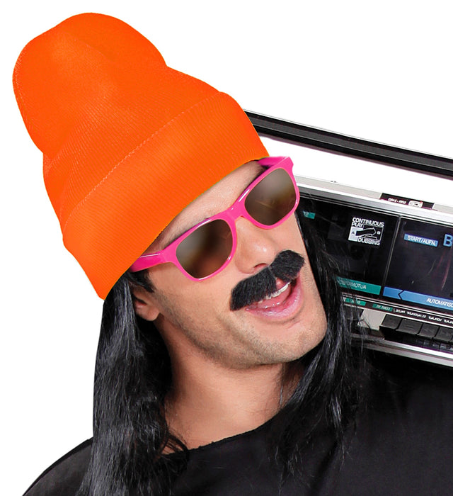 Beanie Mütze Wolloptik | Neon Orange - 80er Jahre Disco