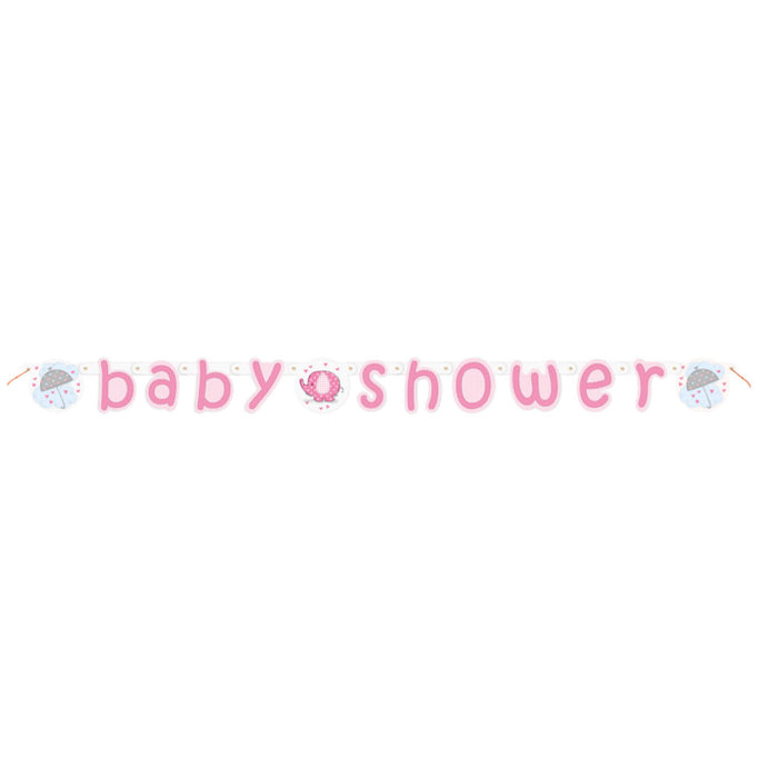 Buchstabengirlande Elefant Baby Shower Pink 160cm