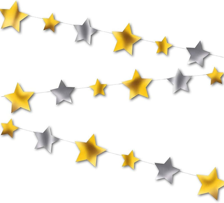 Girlande Folie Sterne Gold/Silber | 274cm