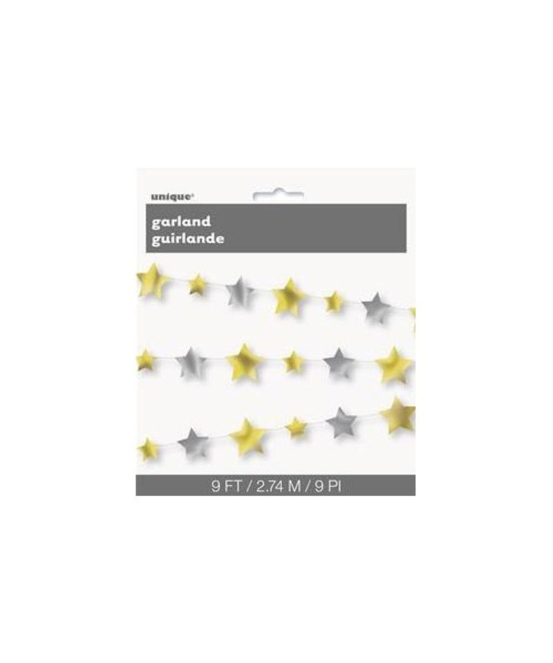 Girlande Folie Sterne Gold/Silber | 274cm