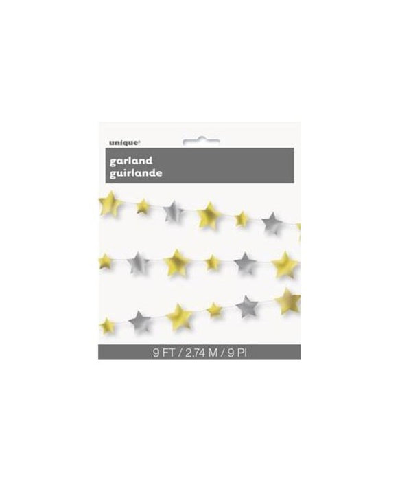 Girlande Folie Sterne Gold/Silber | 274cm