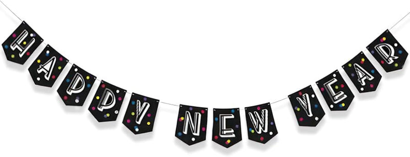 Wimpelkette Neon Dots Happy New Year 213cm/7Ft.