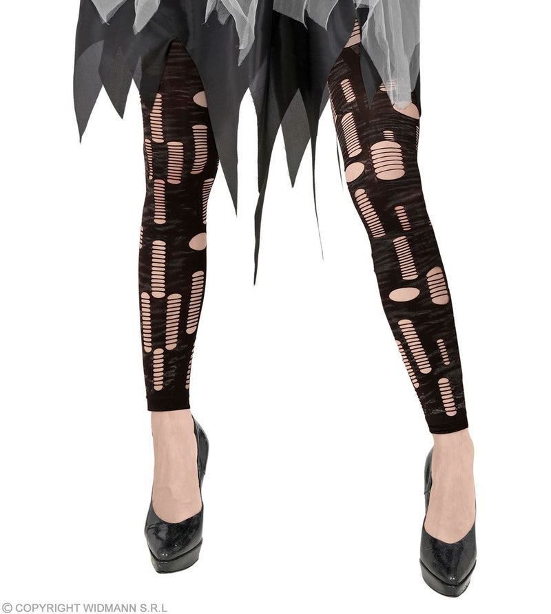 Zerfetzte Zombie Leggings für Damen | Schwarz