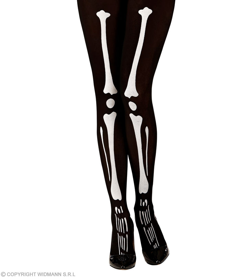 Skelett Strumpfhose für Damen 40 DEN | Schwarz Weiß