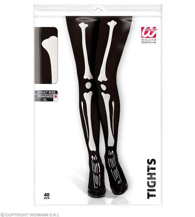 Skelett Strumpfhose für Damen 40 DEN | Schwarz Weiß