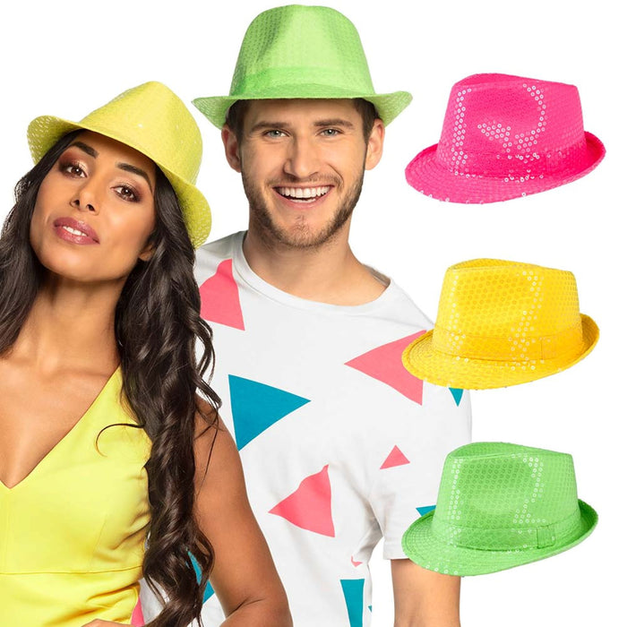 Hut Popstar "Pailletten" Neon | Verschiedene Farben