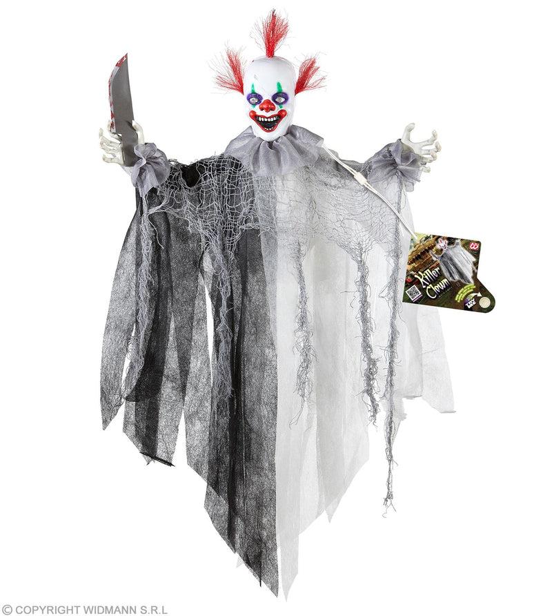 Animierter "Killer Clown" Leuchtaugen und Zirkusmusik 60 cm | Halloween Dekoration