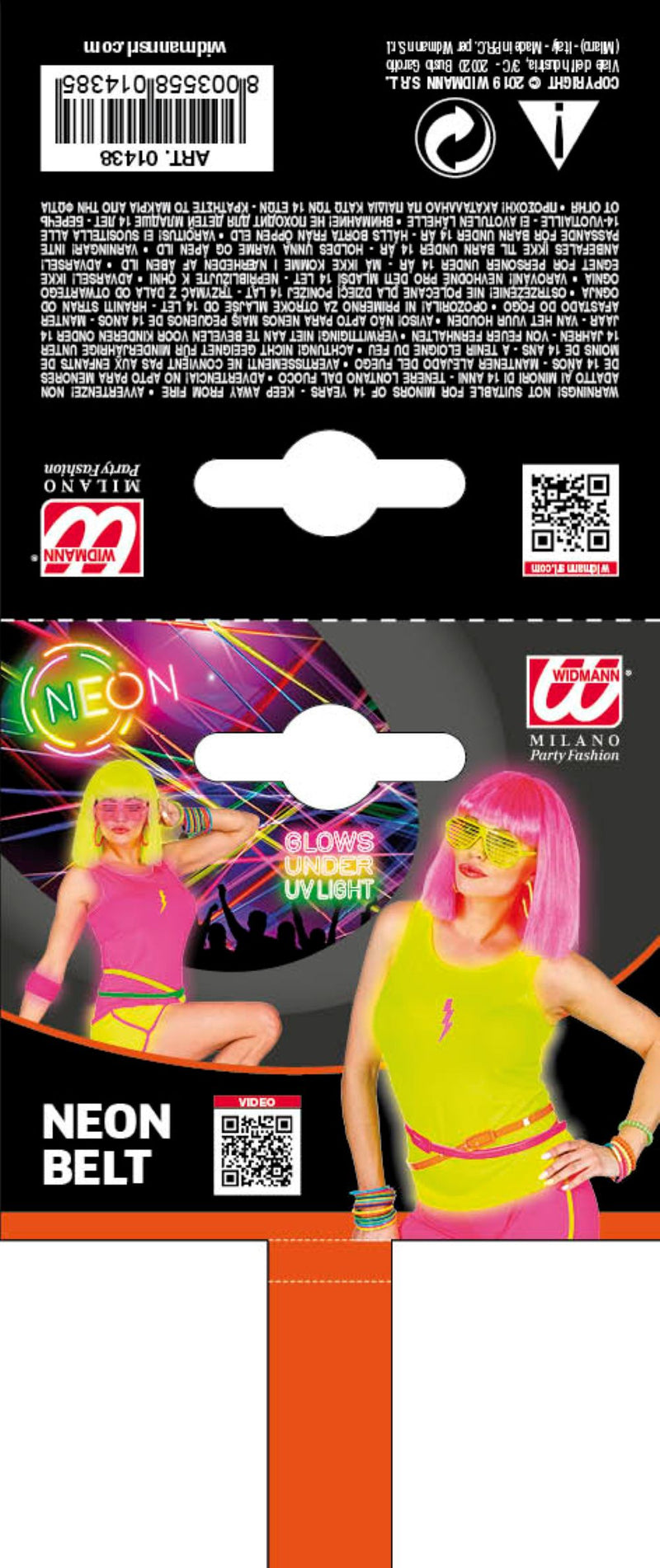 Neon Lack Gürtel für Damen 111,0 x 1,5 cm | Orange