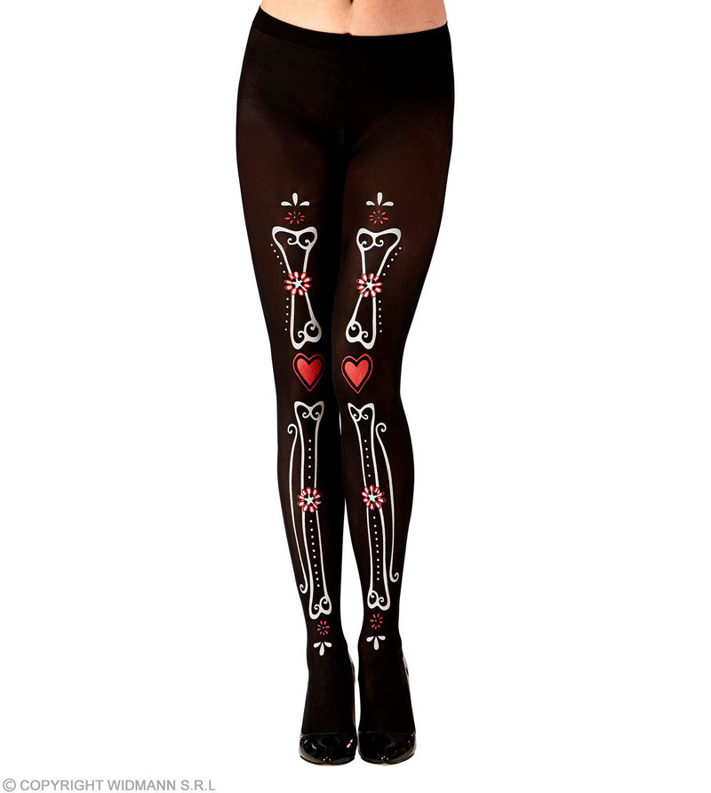 Dia de los Muertos Skelett Strumpfhose für Damen 50 DEN | Schwarz