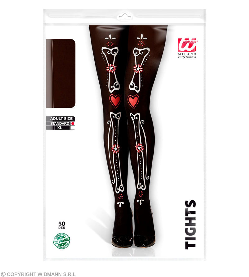 Dia de los Muertos Skelett Strumpfhose für Damen 50 DEN | Schwarz
