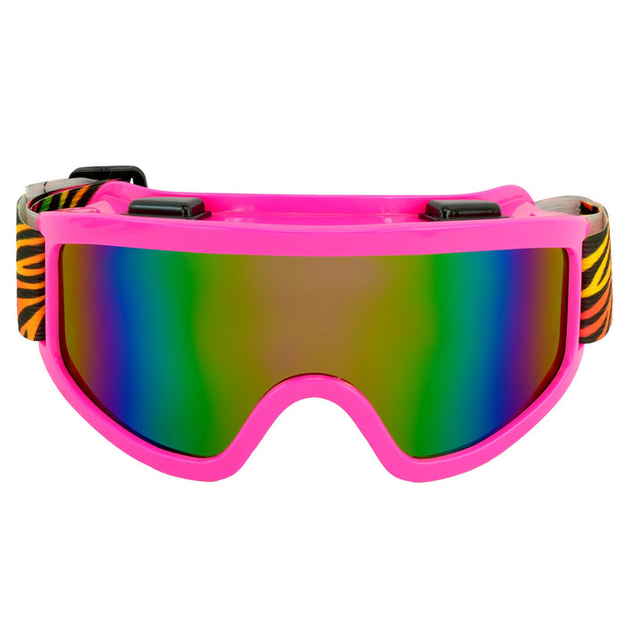 Party Skibrille zum 80er Jahre Kostüm | Pink Mehrfarbig Tigermuster