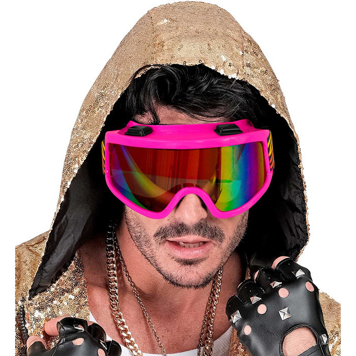 Party Skibrille zum 80er Jahre Kostüm | Pink Mehrfarbig Tigermuster