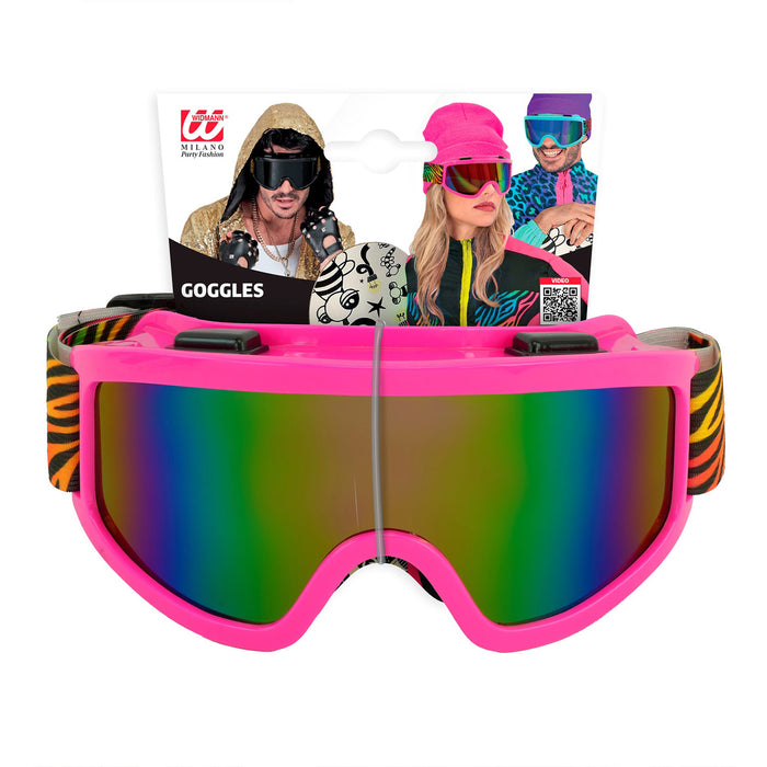 Party Skibrille zum 80er Jahre Kostüm | Pink Mehrfarbig Tigermuster