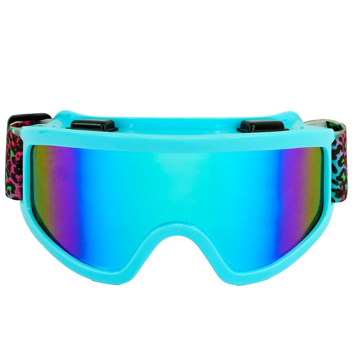 Party Skibrille zum 80er Jahre Kostüm | Blau Mehrfarbig Gepardenmuster