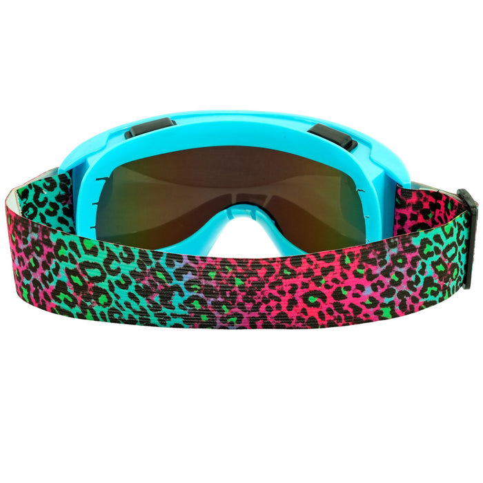 Party Skibrille zum 80er Jahre Kostüm | Blau Mehrfarbig Gepardenmuster