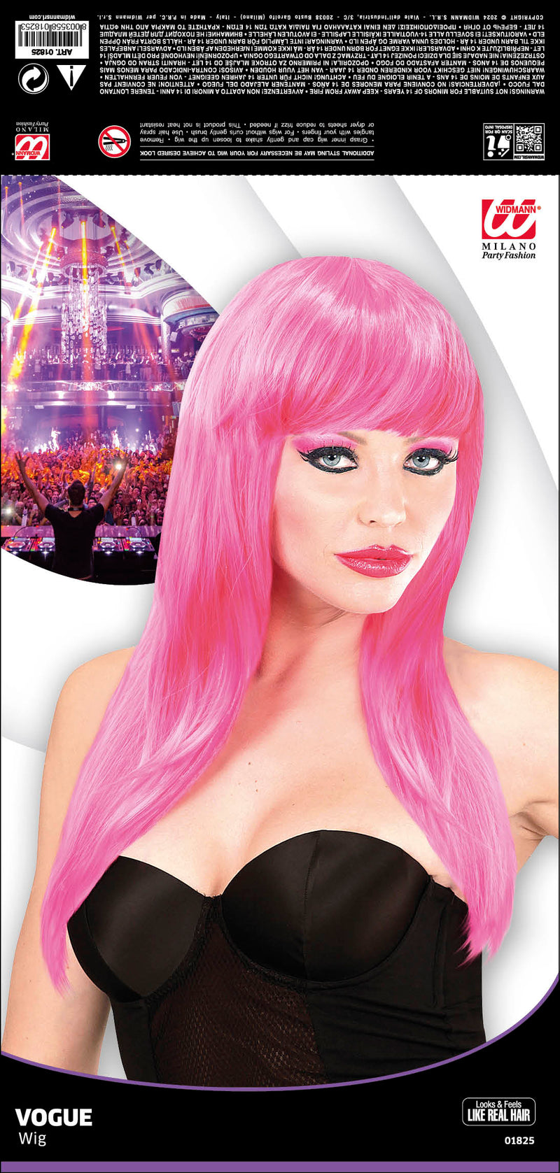 Langhaar Damen Perücke "Vogue" mit Pony | Pink