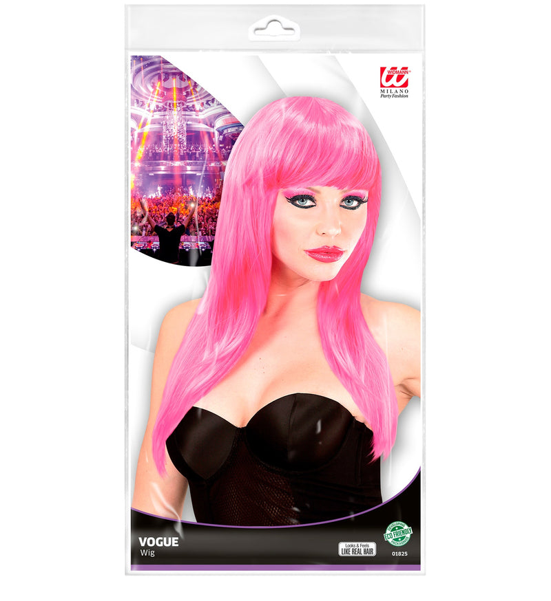 Langhaar Damen Perücke "Vogue" mit Pony | Pink
