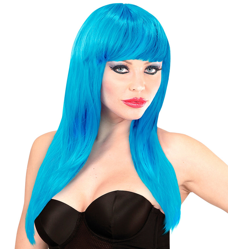 Langhaar Damen Perücke "Vogue" mit Pony | Hellblau