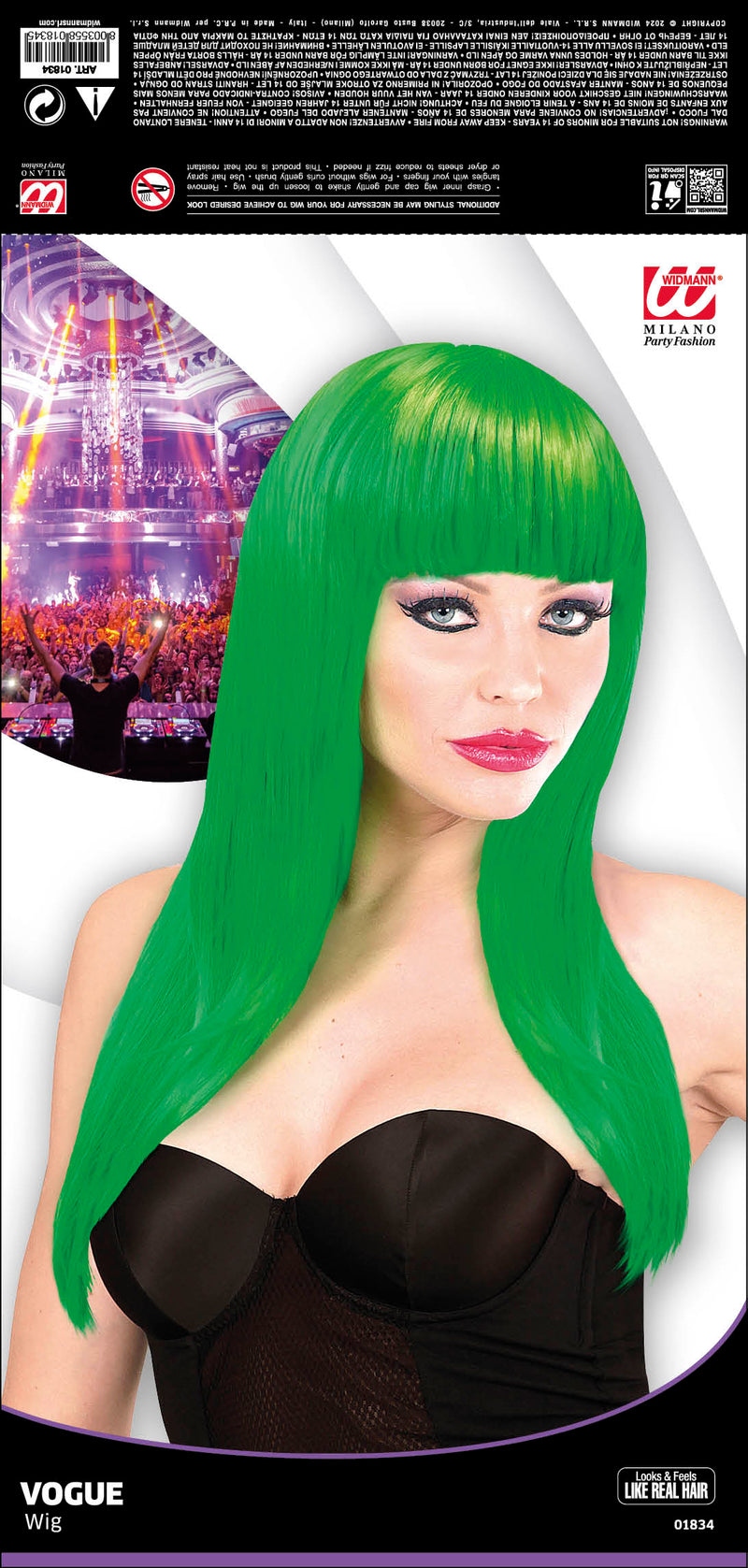 Langhaar Damen Perücke "Vogue" mit Pony | Grün