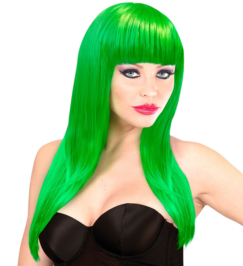 Langhaar Damen Perücke "Vogue" mit Pony | Grün