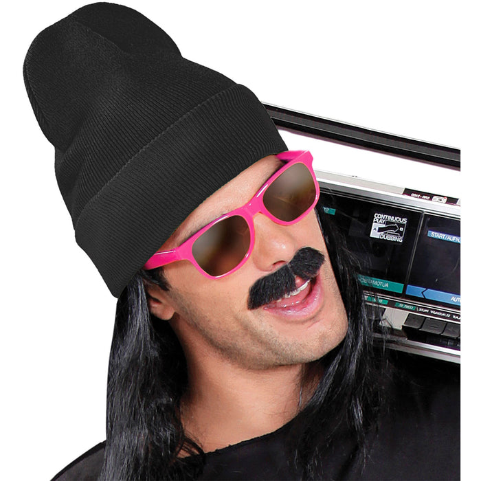 Beanie Mütze Wolloptik | Schwarz - 80er Jahre Disco