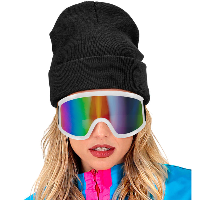 Beanie Mütze Wolloptik | Schwarz - 80er Jahre Disco