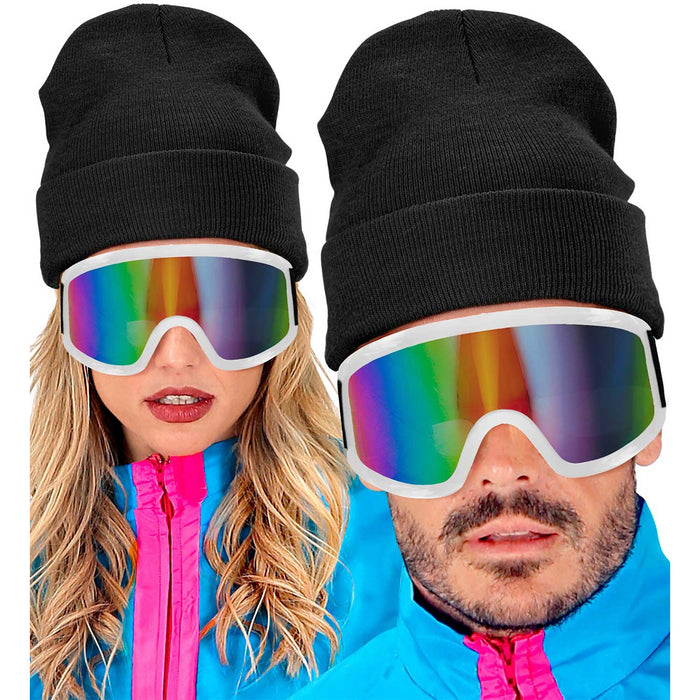 Beanie Mütze Wolloptik | Schwarz - 80er Jahre Disco