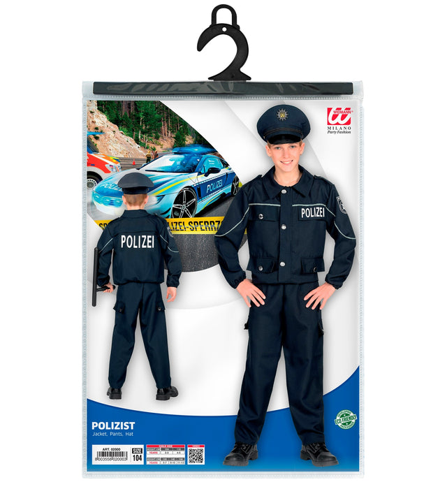 "Polizei" Polizisten Kostüm für Jungen | Dunkelblau