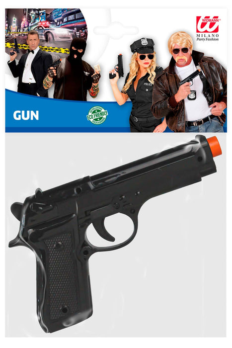 Pistole zum Kostüm 21,5 cm | Schwarz - Zubehör FBI Polizei Spionage