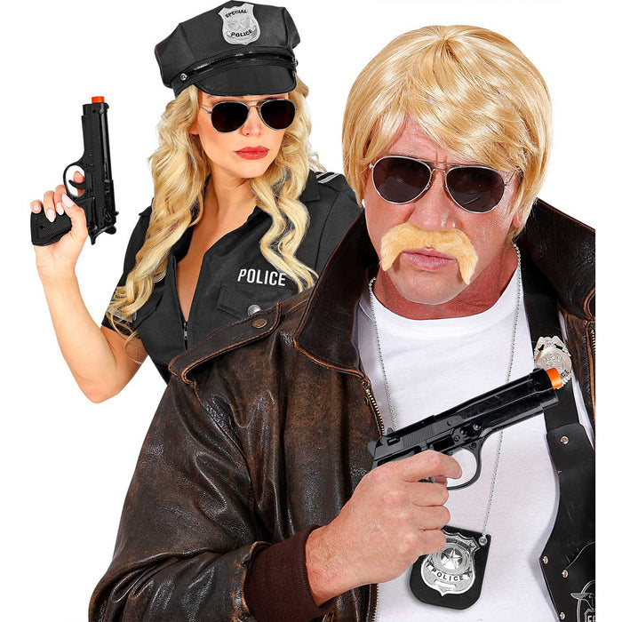 Pistole zum Kostüm 21,5 cm | Schwarz - Zubehör FBI Polizei Spionage