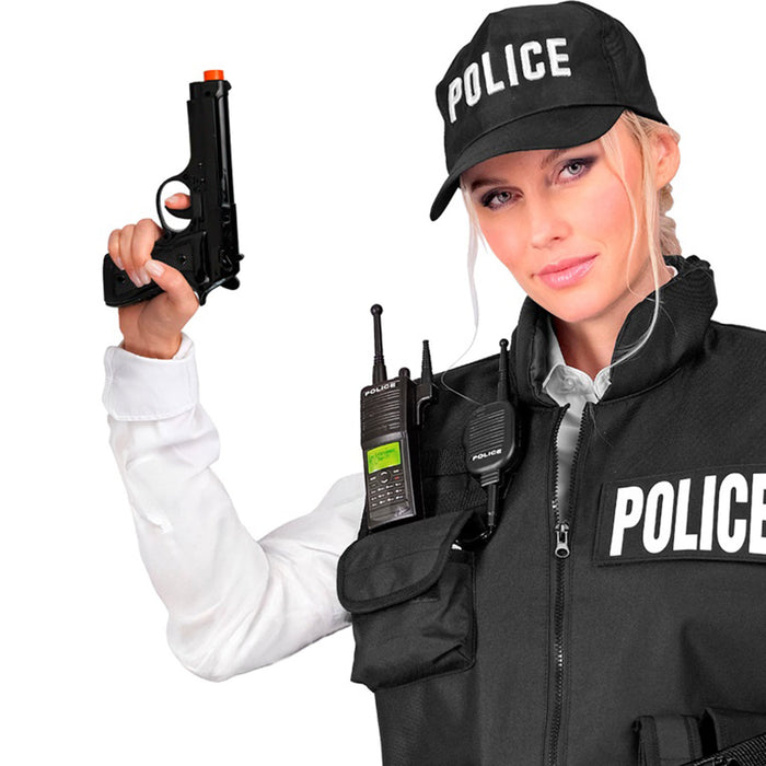 Pistole zum Kostüm 21,5 cm | Schwarz - Zubehör FBI Polizei Spionage