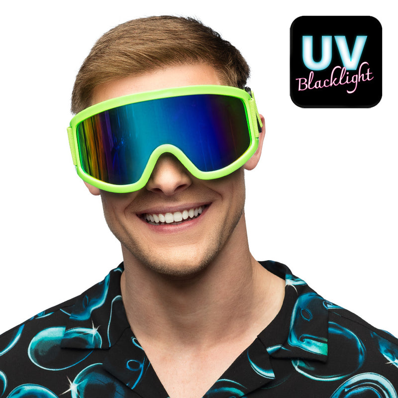 Neon Party Skibrille zum 80er Jahre Kostüm | UV