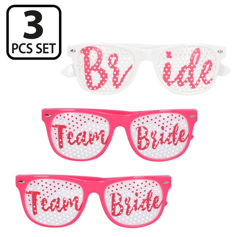 Partybrillen Set "Team Bride" für Junggesellenabschied | 3 Stück