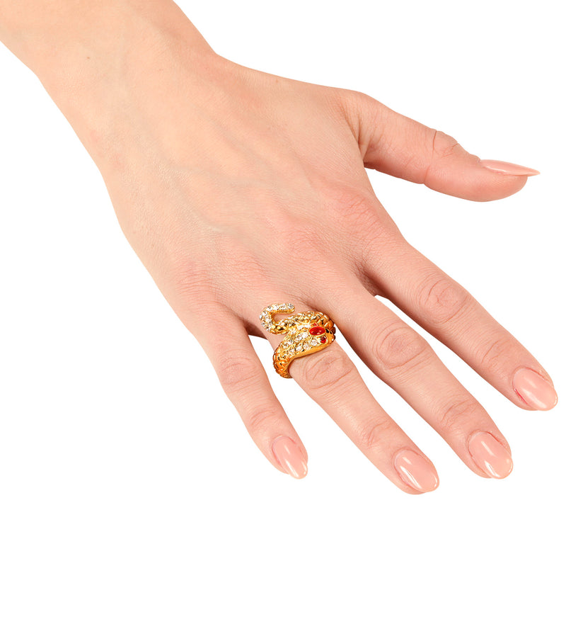 Ring "Schlangen mit Strass" | Gold Rot - Schmuck Cleopatra Kostüm